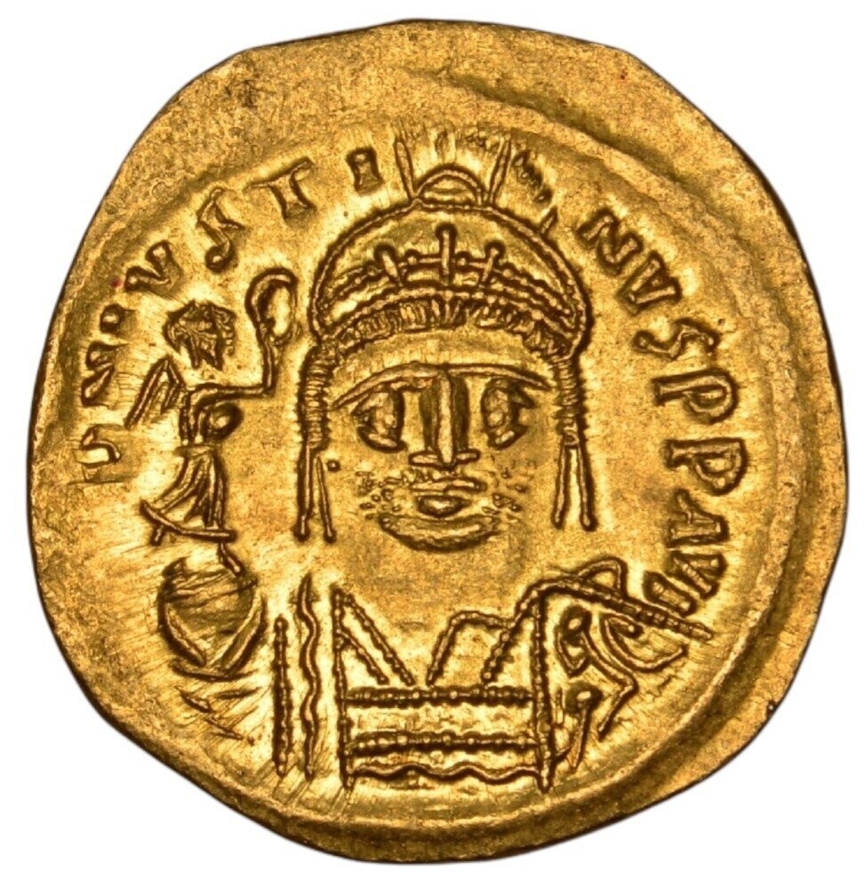 ANCIENT BYZANTINE EMPIRE JUSTIN II, 565-578, AV SOLIDUS CONSTANTINOPLE BEARDED TYPE!