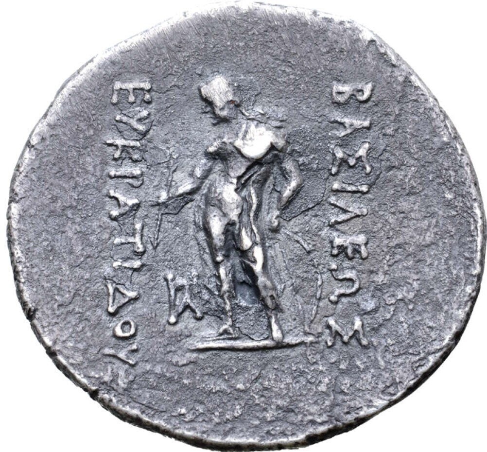 BAKTRIA, Greco-Baktrian Kingdom. Eukratides II Soter AR Tetradrachm. Circa 145-140 BC. Artistic Bust! - Image 2